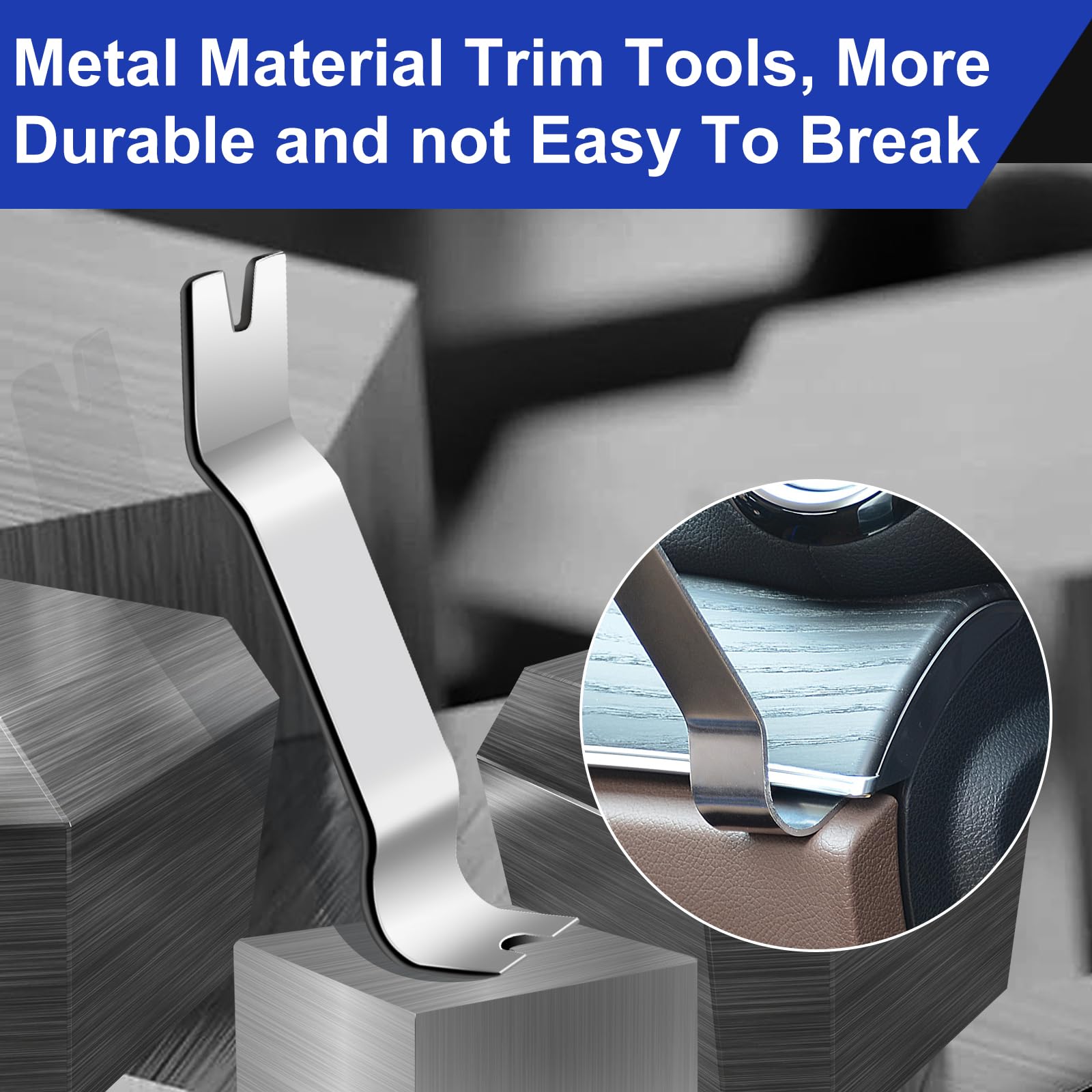 AXELECT 6PCS Trim Removal Tool ,Metal Pry Tool Auto Trim Tools Car Interior Audio Installation Fastener Remover Car Panel Removal Tool