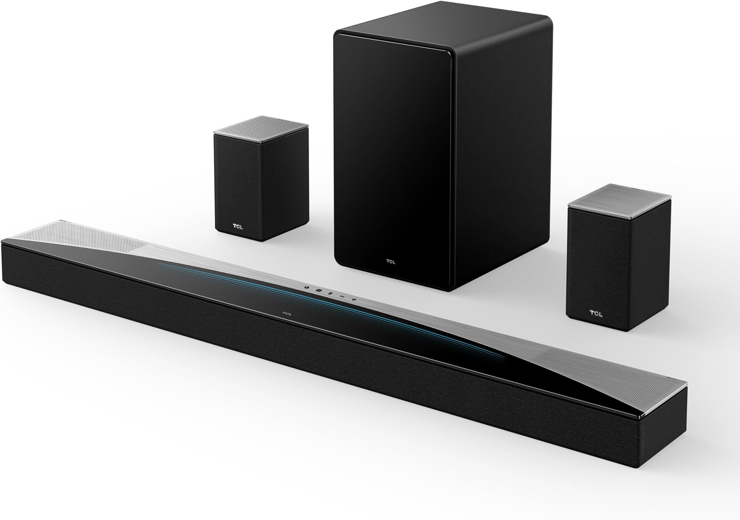TCL Q85H Q Class 7.1.4 Channel Sound Bar with Dolby Atmos, DTS:X, Ray Danz Technology, Wireless Subwoofer, Wireless Surround Speakers, and Bluetooth Music Streaming