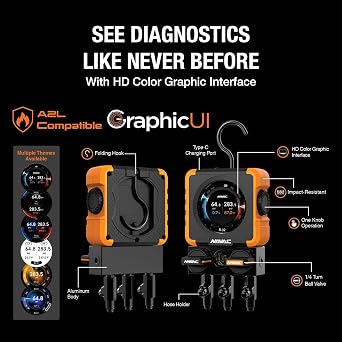 NAVAC N1DX Flex 1 Manifold Gauge - HD Color Display, 100 Refrigerants