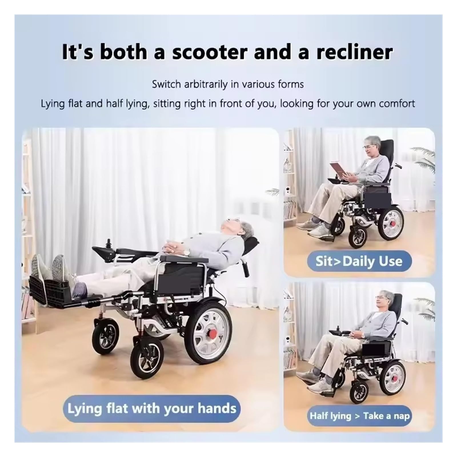 Sedia A Rotelle Elettrica Scooter For Mobilità A Quattro Ruote Pieghevole Completamente Automatico Intelligente For Anziani For Disabili Mobilità Confortevole Fluida