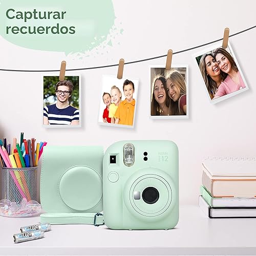 Vista 9 de Cámara instantánea Fujifilm Instax Mini 12 color azul pastel y paquete Fuji Film (60 hojas) con accesorios Tiger resistentes, estuche de transporte