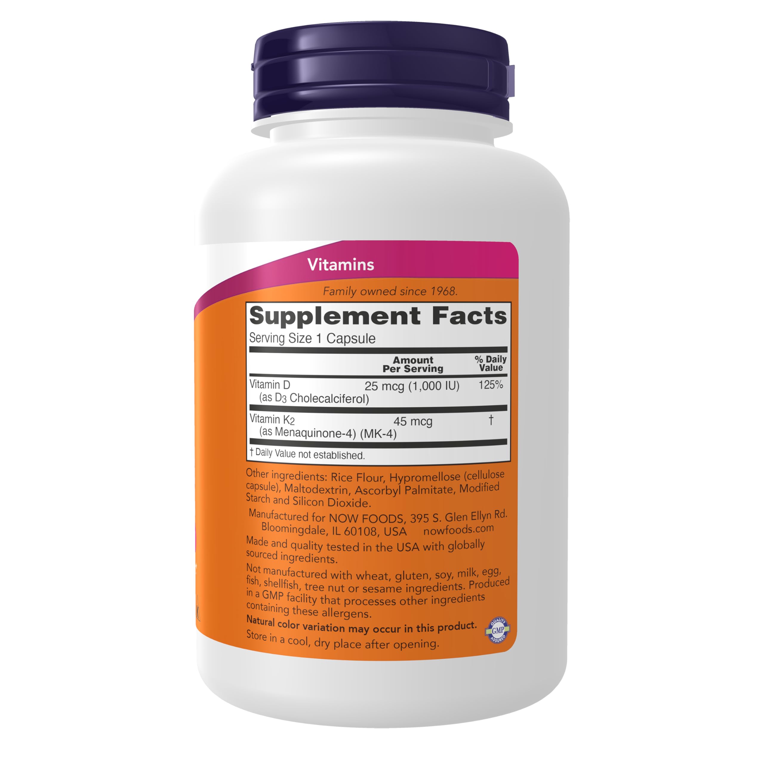 Now Supplements, Vitamin D3 & K2, 1,000 IU/45 mcg, 240 Veg Capsules — Amazon image 2