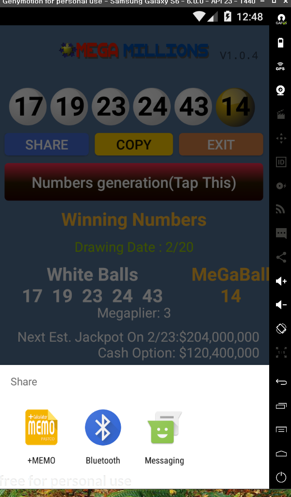 MegaMillions Numbers Gen - App on Amazon Appstore