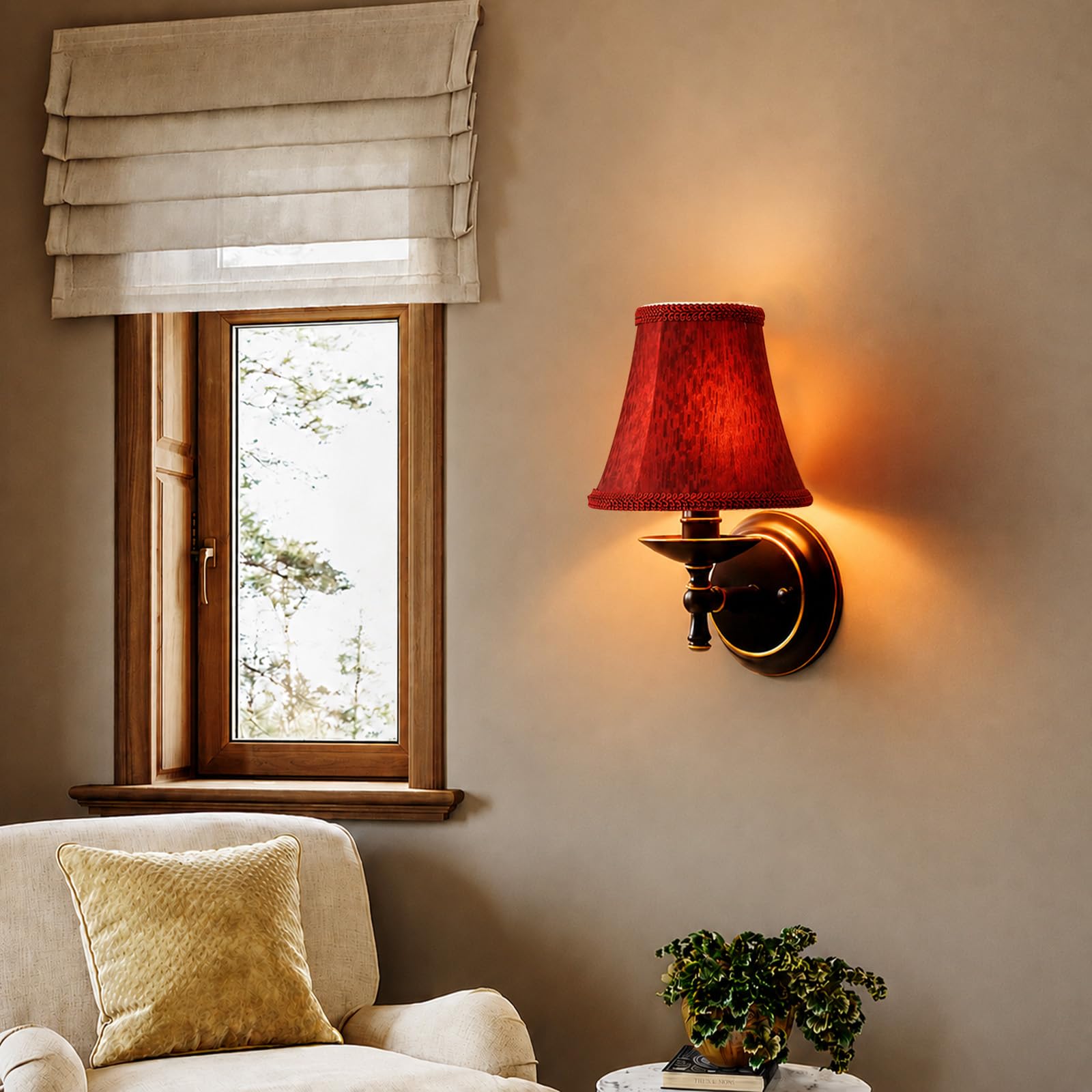 Set di 3 paralumi in tessuto E14/E27 Modern Minimalist Clip On Light Shade per lampada da tavolo Candle Chandelier Light lampada da parete (rosso)