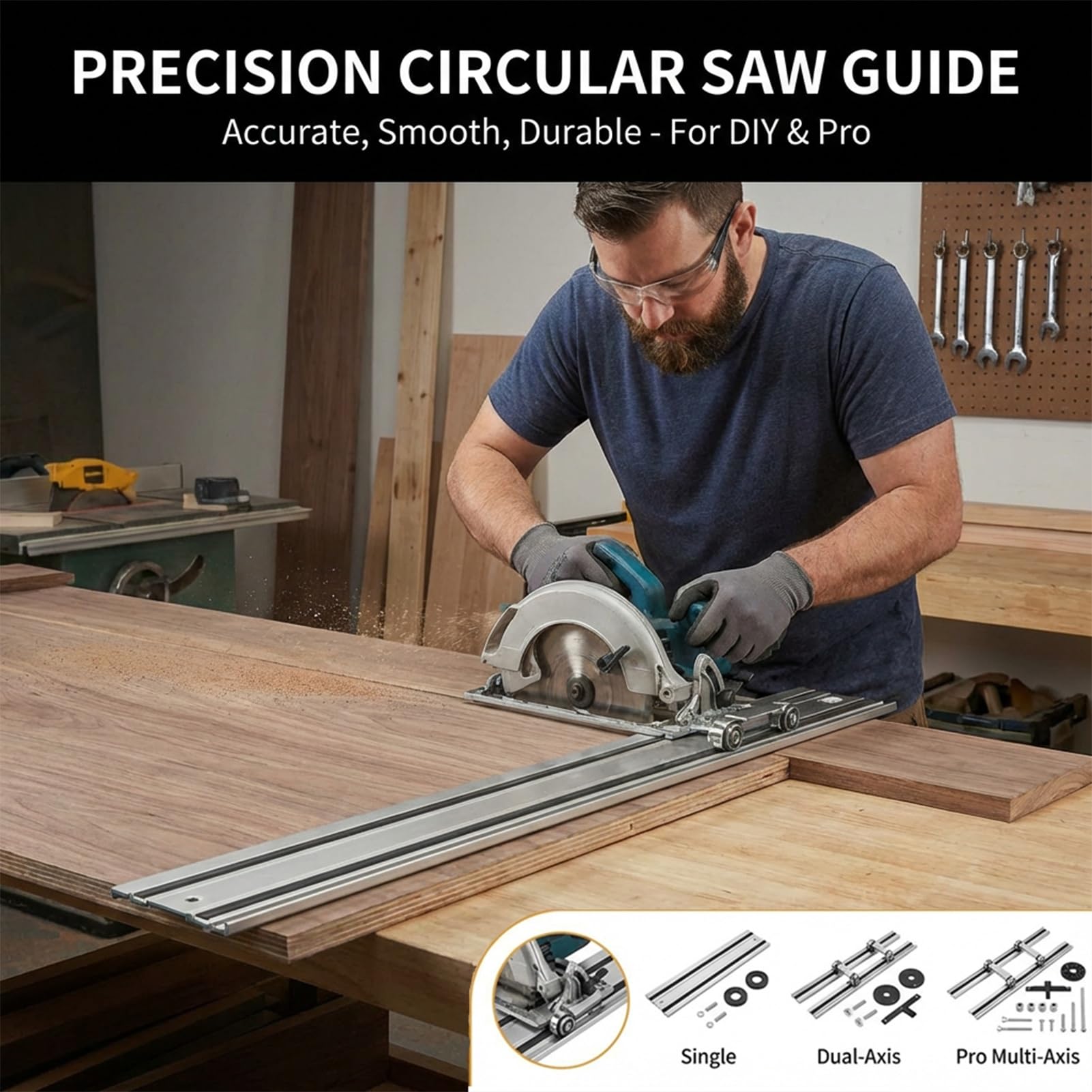 Szyna prowadząca do piły tarczowej z łożyskami 1/2/4-osiowymi – regulowana szyna aluminiowa do precyzyjnego cięcia, prac w drewnie, majsterkowaniu (Four-Axis 80 cm)