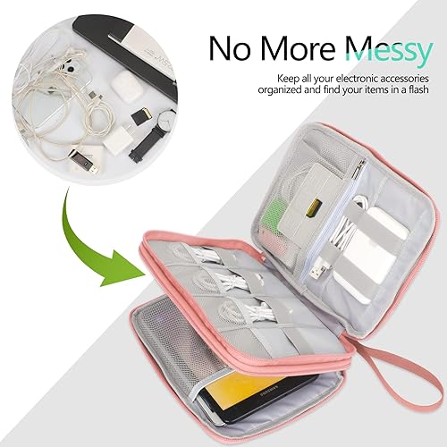 Miniatura 5 de FYY Organizador electrónico, organizador de cables de viaje, bolsa de transporte para accesorios electrónicos, portátil, impermeable, doble capa,