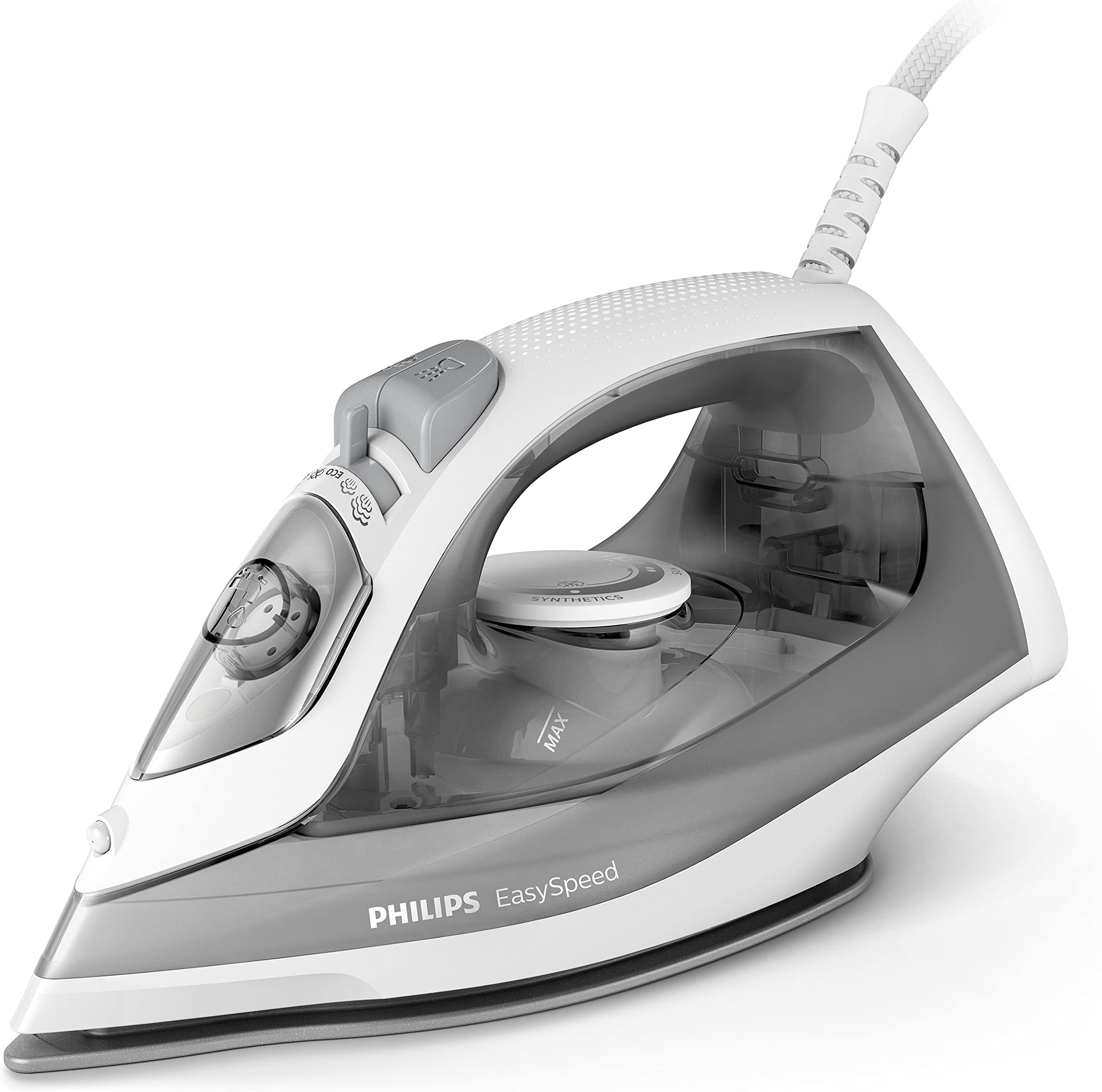 Philips Steam Iron Easyspeed, Steam Boost up to 100 gram, Ceramic Soleplate, Drip Stop, 4 Settings, 2000W, 220 ml Watertank, Integrated Waterspray, Grey (GC1751/89)