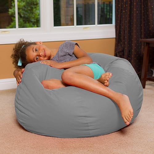 Miniatura 4 de Posh Creations Bean Bag Chair for Kids, Teens, and Adults Includes Removable and Machine Washable Cover, 38in - Large, Solid Gray (BLG-BP004) Gris