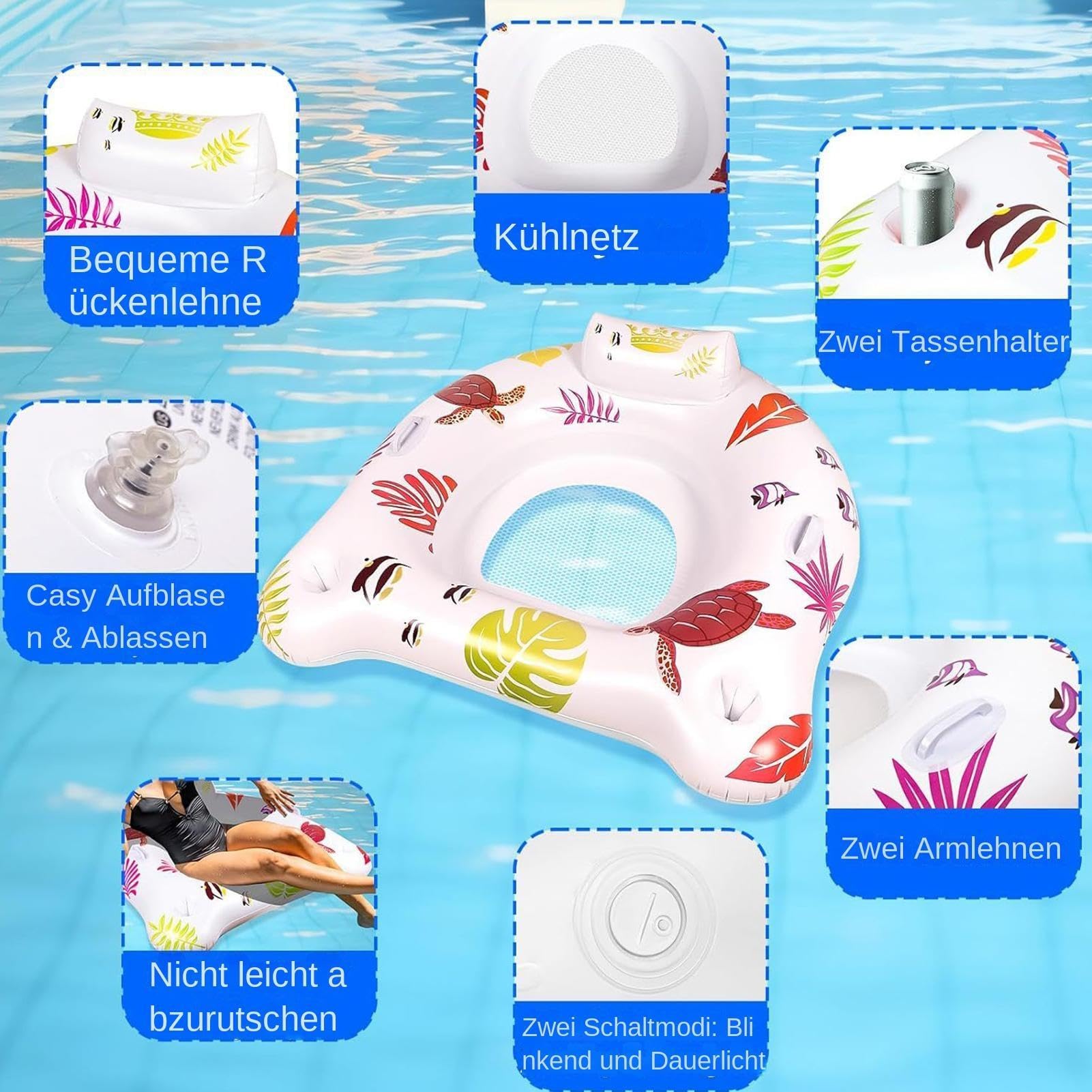 Silla de Piscina Flotante Con Luces LED