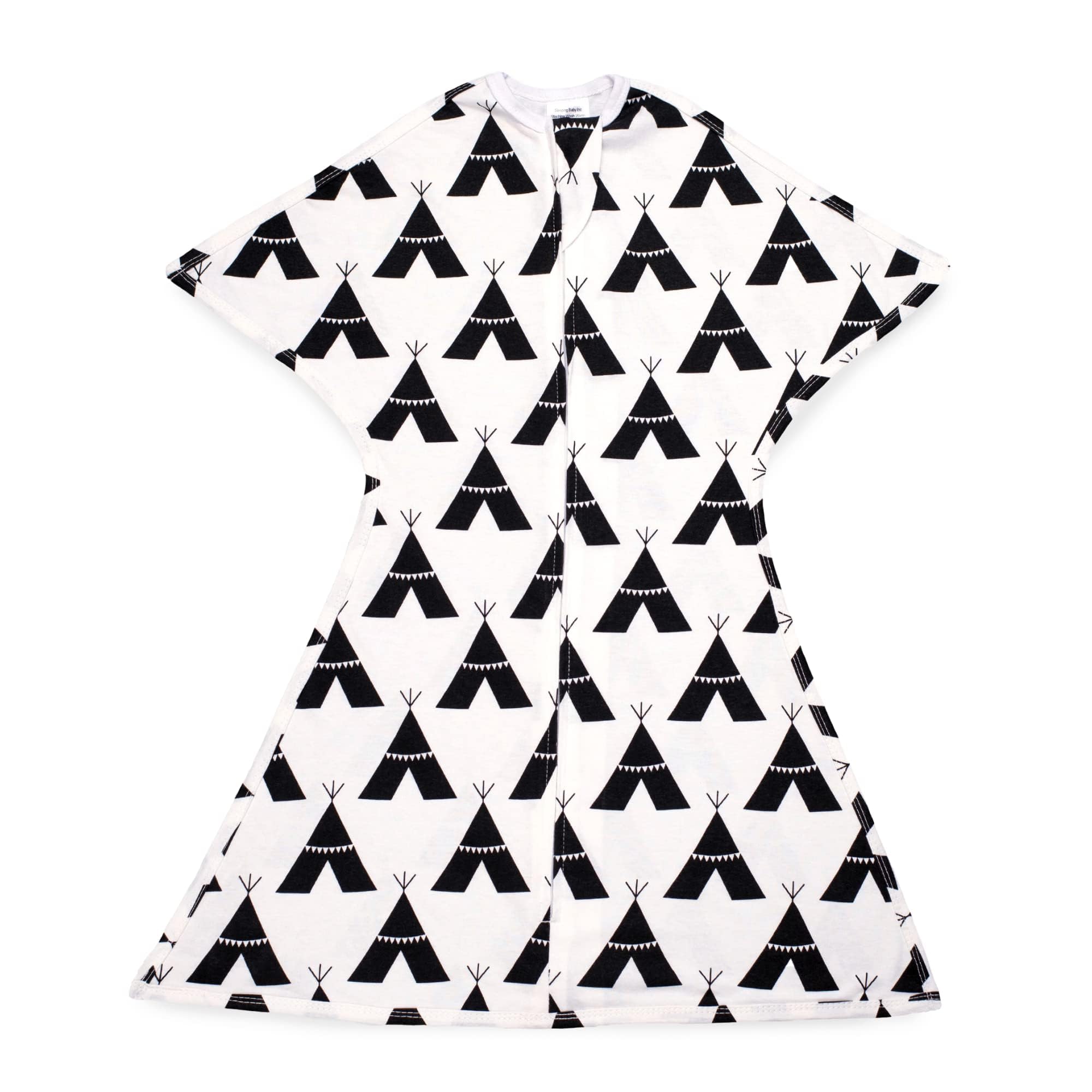 SleepingBaby Zipadee-Zip Baby Swaddling Blanket 12-24 Months - Transition Swaddle with Zipper Convenience - Black Teepee, L