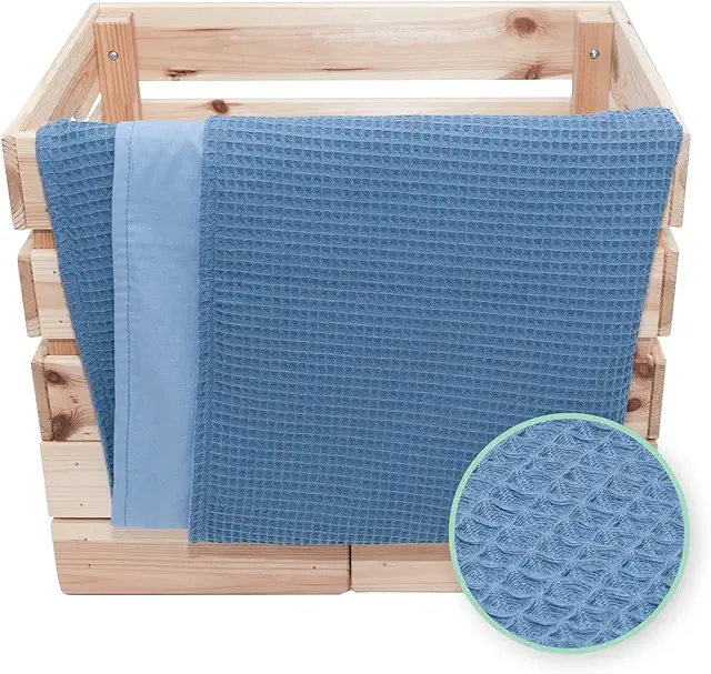 ULLENBOOM Baby Cuddle Blanket 70x100 cm Blue - Oeko-Tex Certified Cotton & Fleece