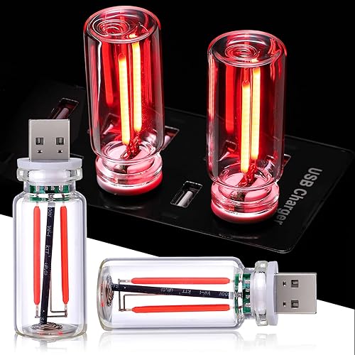 Miniatura 8 de Lámpara de filamento LED regulable al tacto, 2 unidades, luz nocturna USB, mini botella de vidrio, luces ambientales retro enchufables, lámpara de