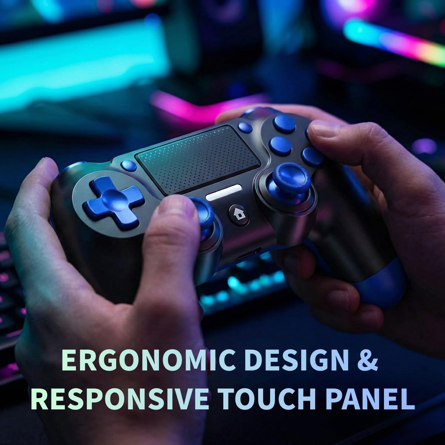 Mando Inalámbrico para PS4, Joystick Controlador para PS4/Slim/Pro/PC, con Clavija de Audio, Vibración y Seis Ejes, Panel Táctil