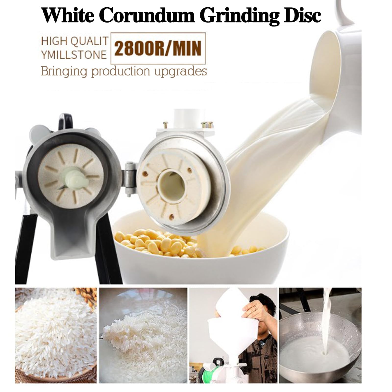 Broyeur À Grains Électrique Commercial en Acier Inoxydable avec Entonnoir 28000 Tr/min 60 Kg/h Moulin Céréales pour de Riz Café Blé Maïs Cuisine Domicile Restaurant