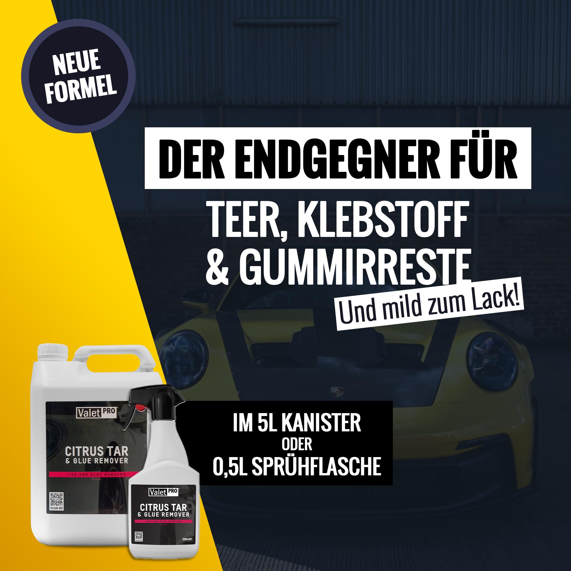 autopflege Autolack Klebstoff- & Teerentferner Set | ValetPRO Citrus Tar & Glue Remover 5l + Mikrofasertuch | Entfernt Kleberückstände Teer Baumharz von harten und lackierten Oberflächen am Auto