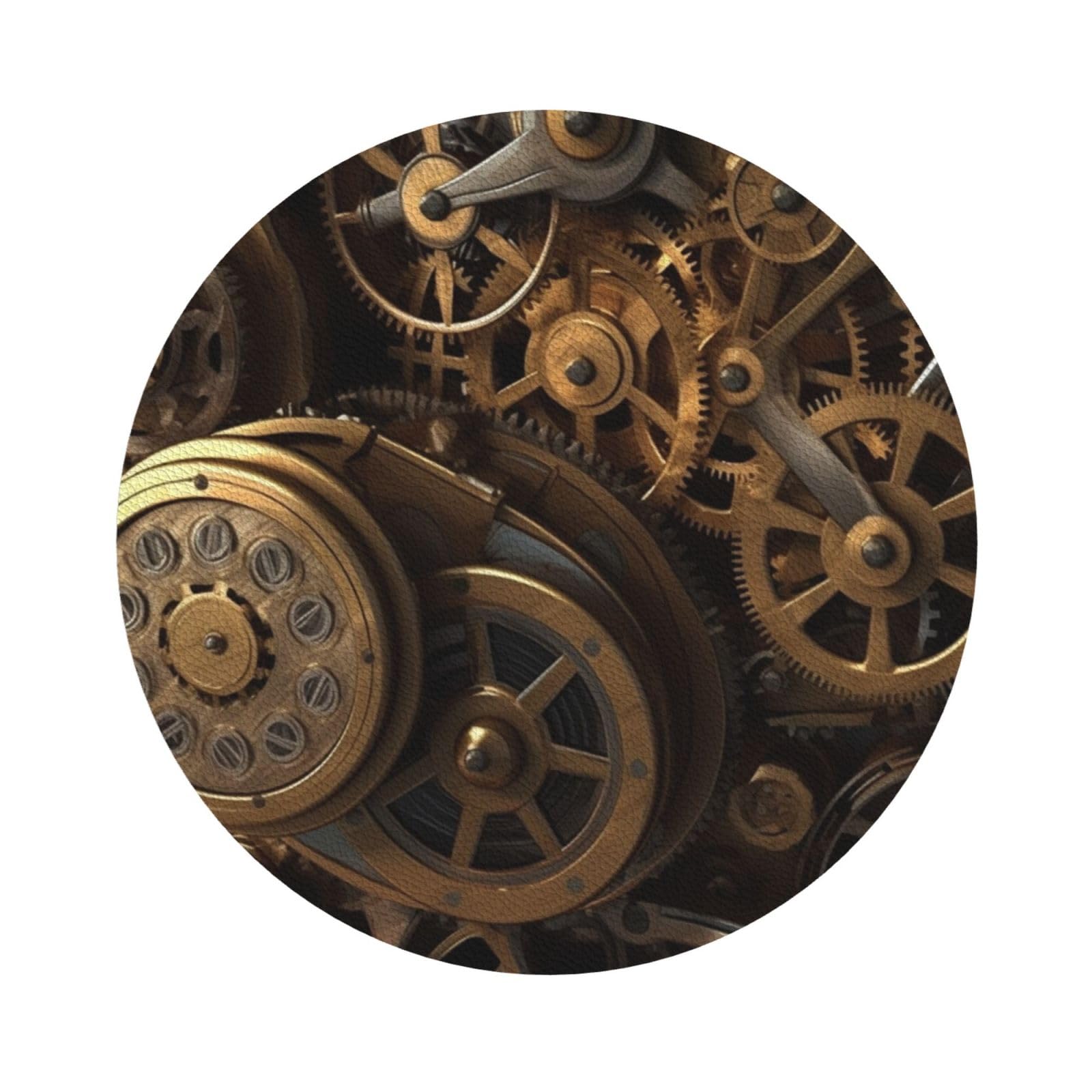 Lhbwcvn Round Shape Leather Drink Coasters Set Of 4, Cool Steampunk Gears Coasters For Drinks Absorbent Beverage Cup Mat Housewarming Gifts Modern Style Coaster For Coffee Table Decor