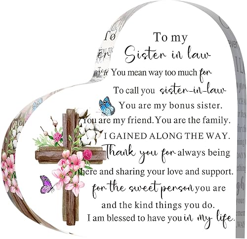 Miniatura 1 de Regalos para hermanas de la hermana, placa de corazón de acrílico, recuerdo inspirador, pisapapeles, regalo lado a lado o Miles Apart Sisters Will