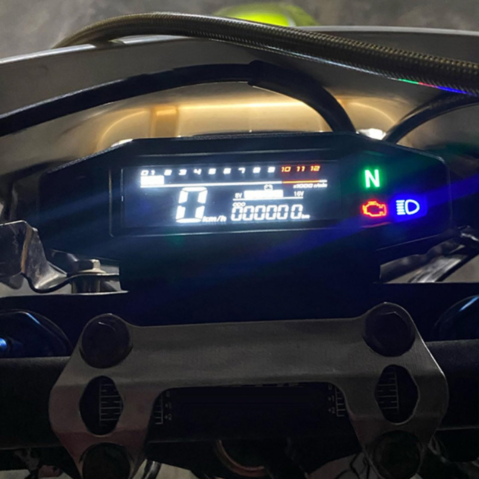 Motorfietssnelheidsmeter, 0-199 km/u, 12 V, lcd-display