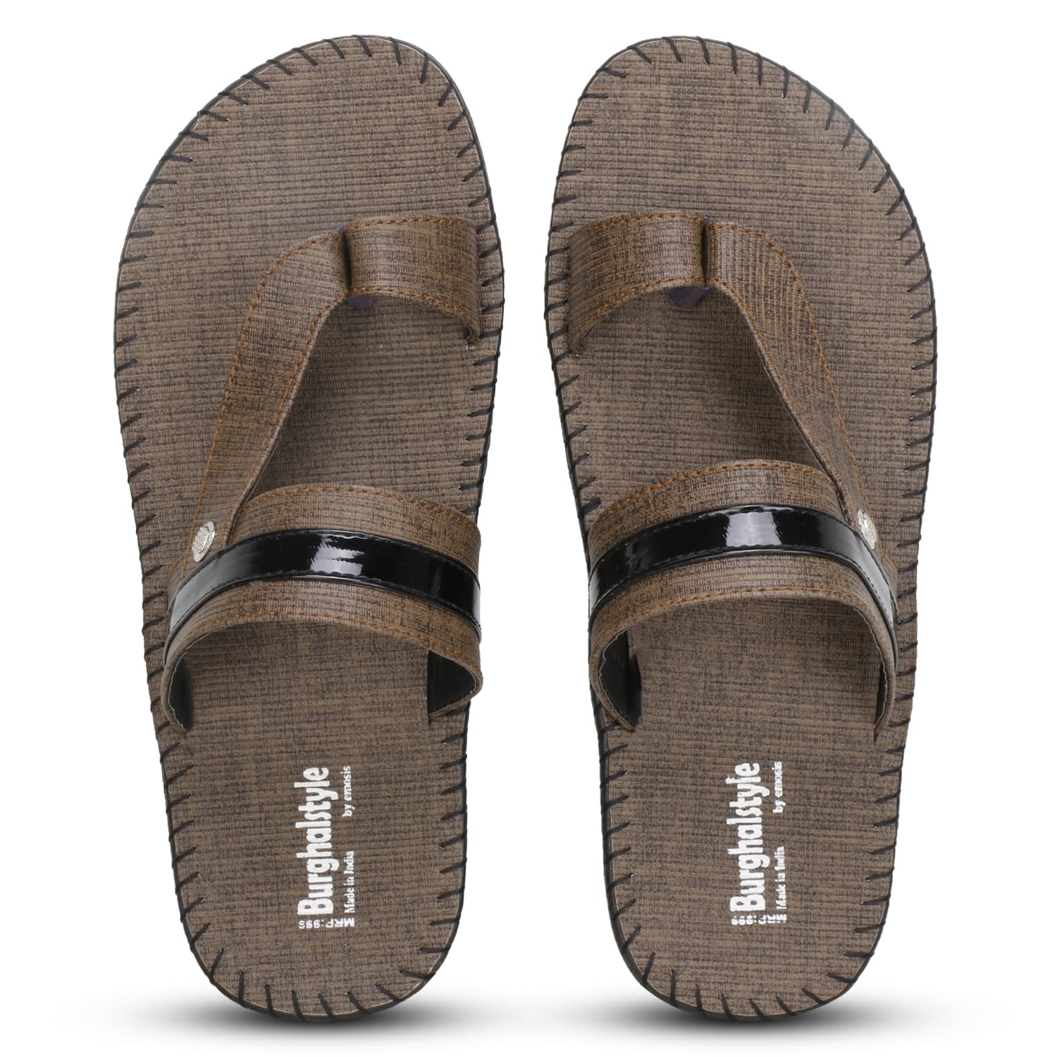 Emosis Mens Faux Leather Slipper - Flat Chappal cum Thong Sandal - For Daily Use Outdoor Indoor Formal Office Home Ethnic Casual Wear E0542 (Blue, numeric_7) (B0BRWB8DVN) Amazon Price History, Amazon Price Tracker