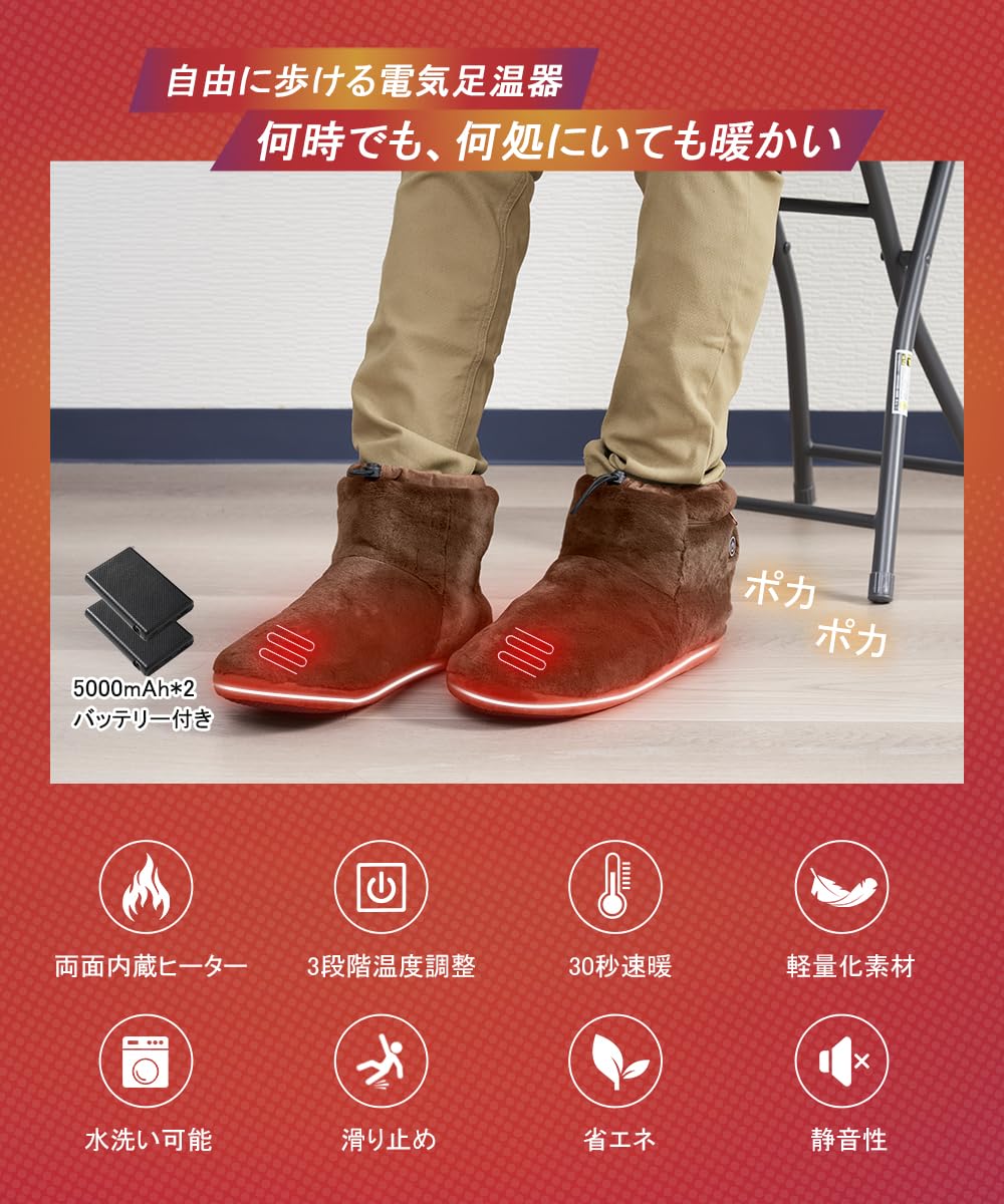 Amazon.co.jp: 電気スリッパ フットウォーマー USB足温器 歩ける 電気 