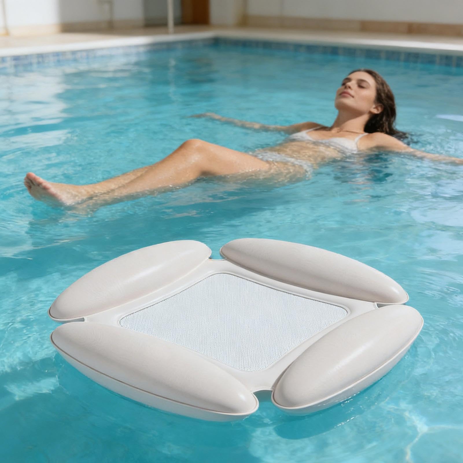 Aufblasbare Pool-Liege,PVC-Schwimmbett | Ergonomische Kopfstütze Wasserliege für Erwachsene - Für Sommer, Wassersport, See, Urlaub & Sonnenbaden