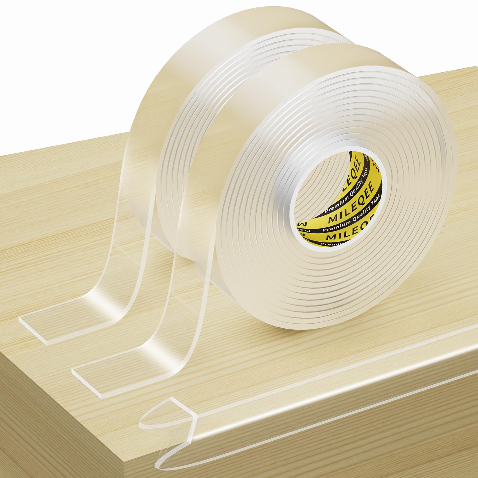 2PACK MILEQEE Clear Edge Protector Strip, 0.8in x 9.84FT, Sharp Edge Wrap Cover Tape, Self Adhesive Protective Bumper Guards for Cabinet Door Desk Glass Table Bed Furniture, Kitchen Countertop โ image 1