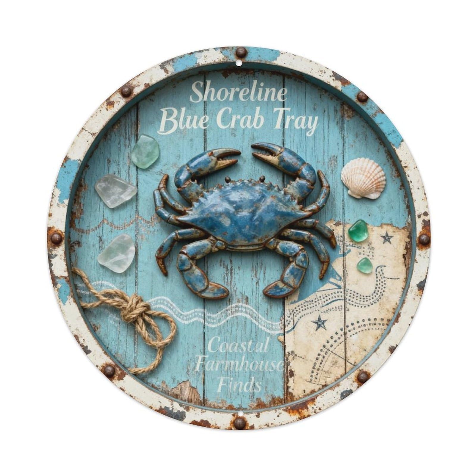 Shoreline Blue Crab Tray Metal Tin Sign Plaque