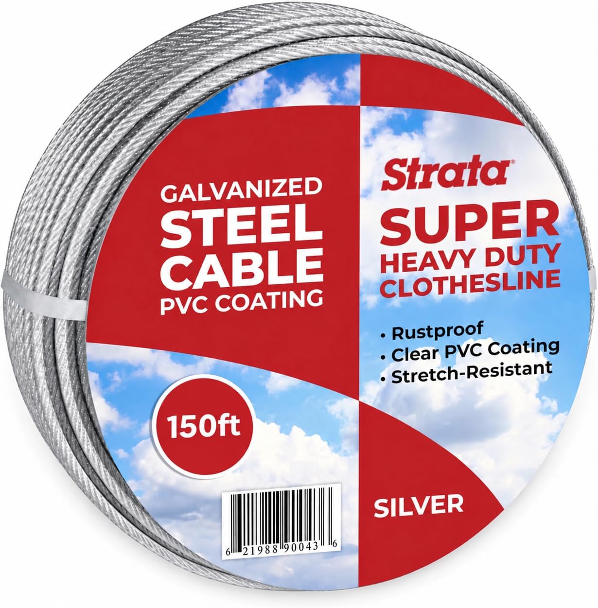 Strata 150 ft Outdoor Clothesline, Super Heavy-Duty Galvanized Steel Cable
