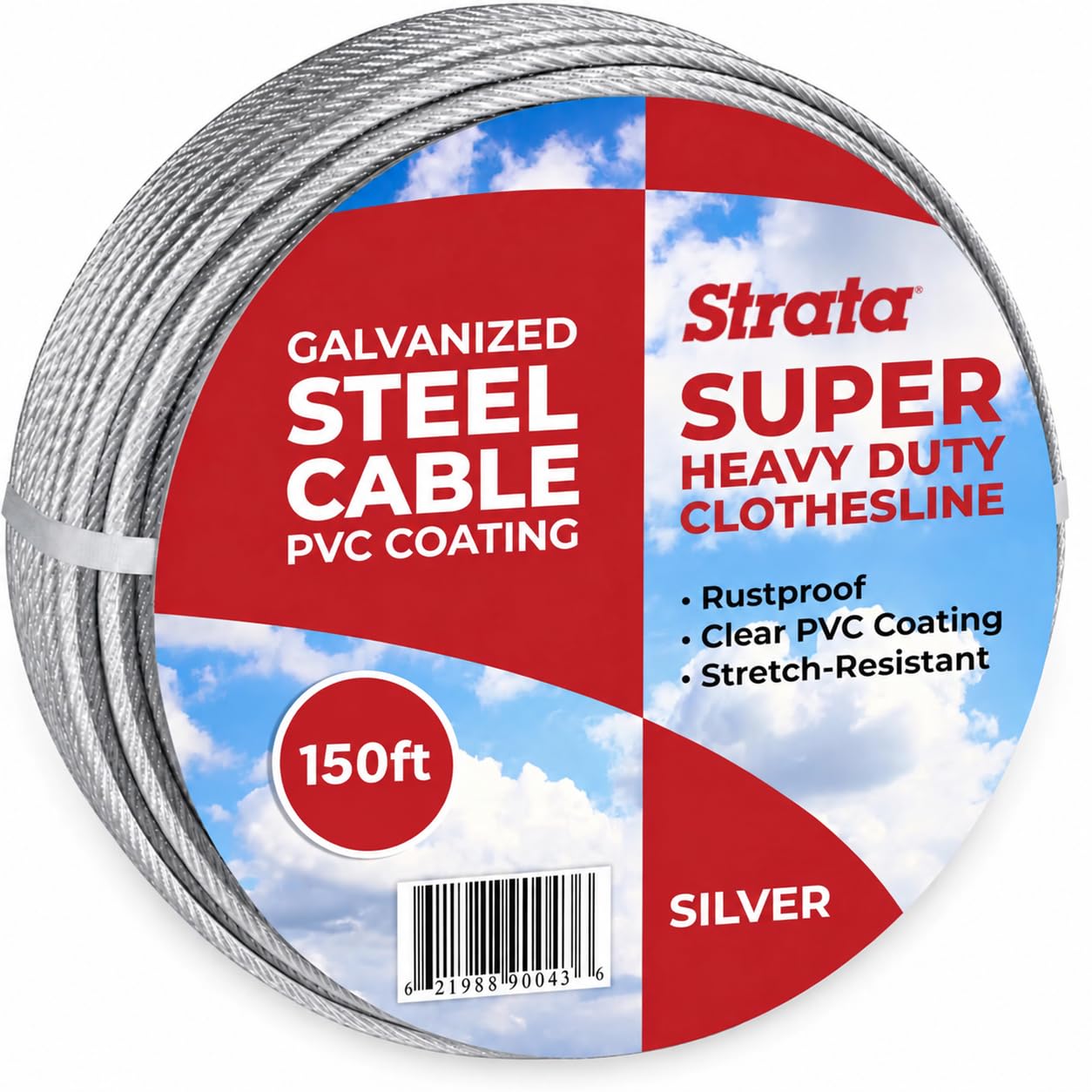 Strata 150 ft Outdoor Clothesline, Super Heavy-Duty Galvanized Steel Cable
