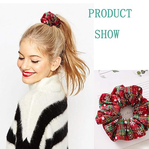 Miniatura 2 de 6 coleteros de Navidad para coleteros para el cabello, bandas elásticas para el cabello, bandas para el cabello, de tela de copo de nieve de