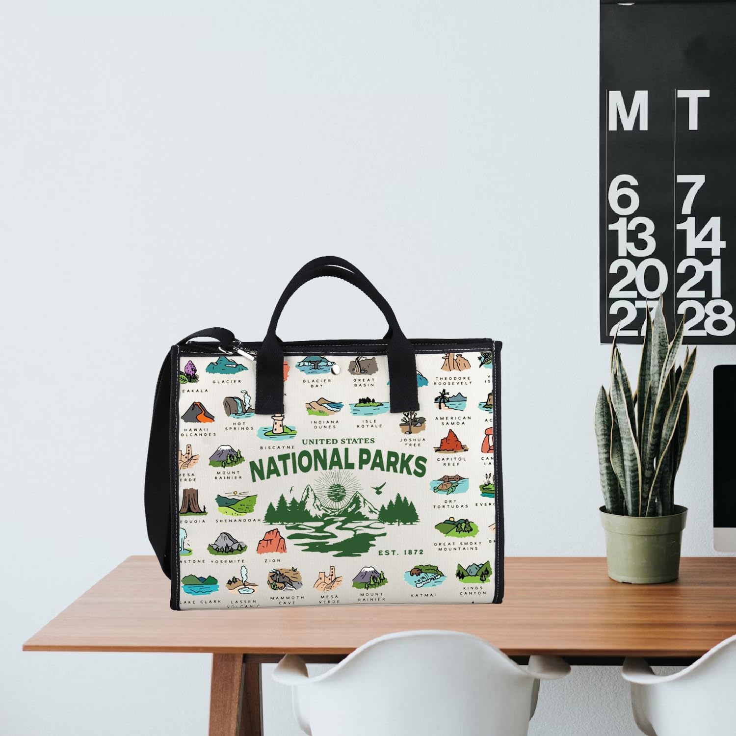 POFULL National Parks Checklist Gift Traveler Shoulder Bag National Park Hiking Gift US National Parks Tote Bag - Image 7