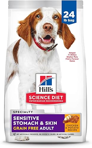 Hill's Science Diet, alimento seco para perros sin granos, para adultos, estómago y piel sensibles, receta de pollo y papa, bolsa de 24 libras