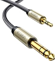 UGREEN 3.5mm to 1/4 Guitar Cable 6.6FT, Nylon Braided Stereo Audio Cord Zinc Alloy for Guitar Amp, Speakers, Keyboards, Laptops