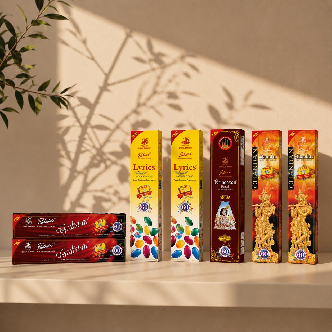 Padmini Classic Agarbatti Combo Pack of 7 | Chandan, Lyrics, Gulistan & Brindavan Incense Sticks | Long Lasting Pooja Agarbatti for Home & Temple Use-image-30