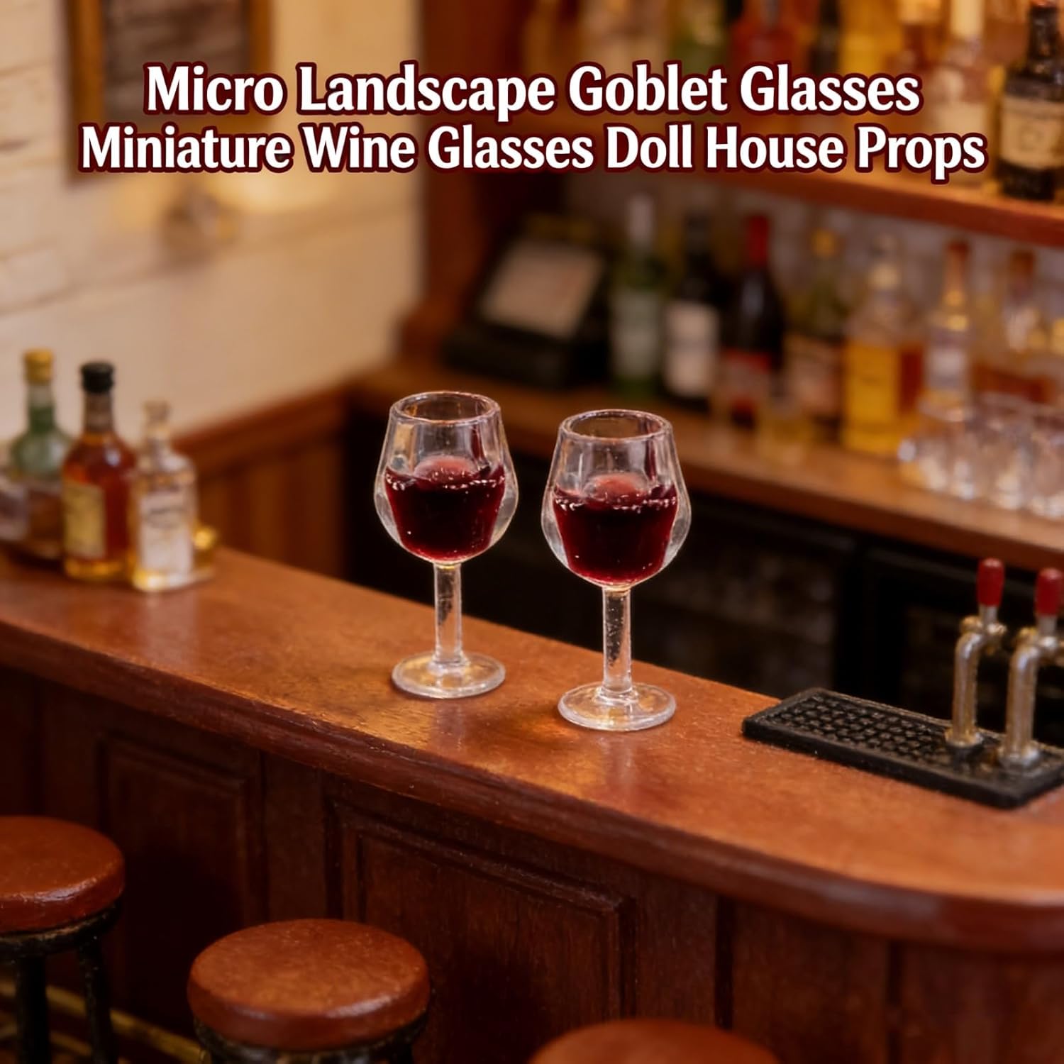LUOZZY 40 Pcs Miniature Wine Goblets Mini Wine Glasses Tiny Red Glass Cups for Mini Dollhouse Kitchen Accessories Decor