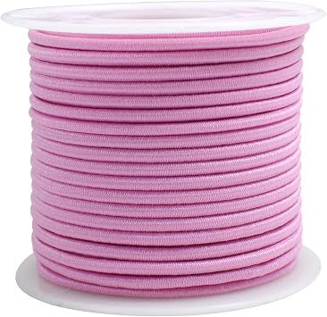 2mm Pink Elastic Beaded Cord 48ft Round Stretch String for Bracelet | 2/25inch,Stretchy & durable, easy to knot.Ideal for bracelet beads,keychains, journal bindings,sewing and DIY jewelry making