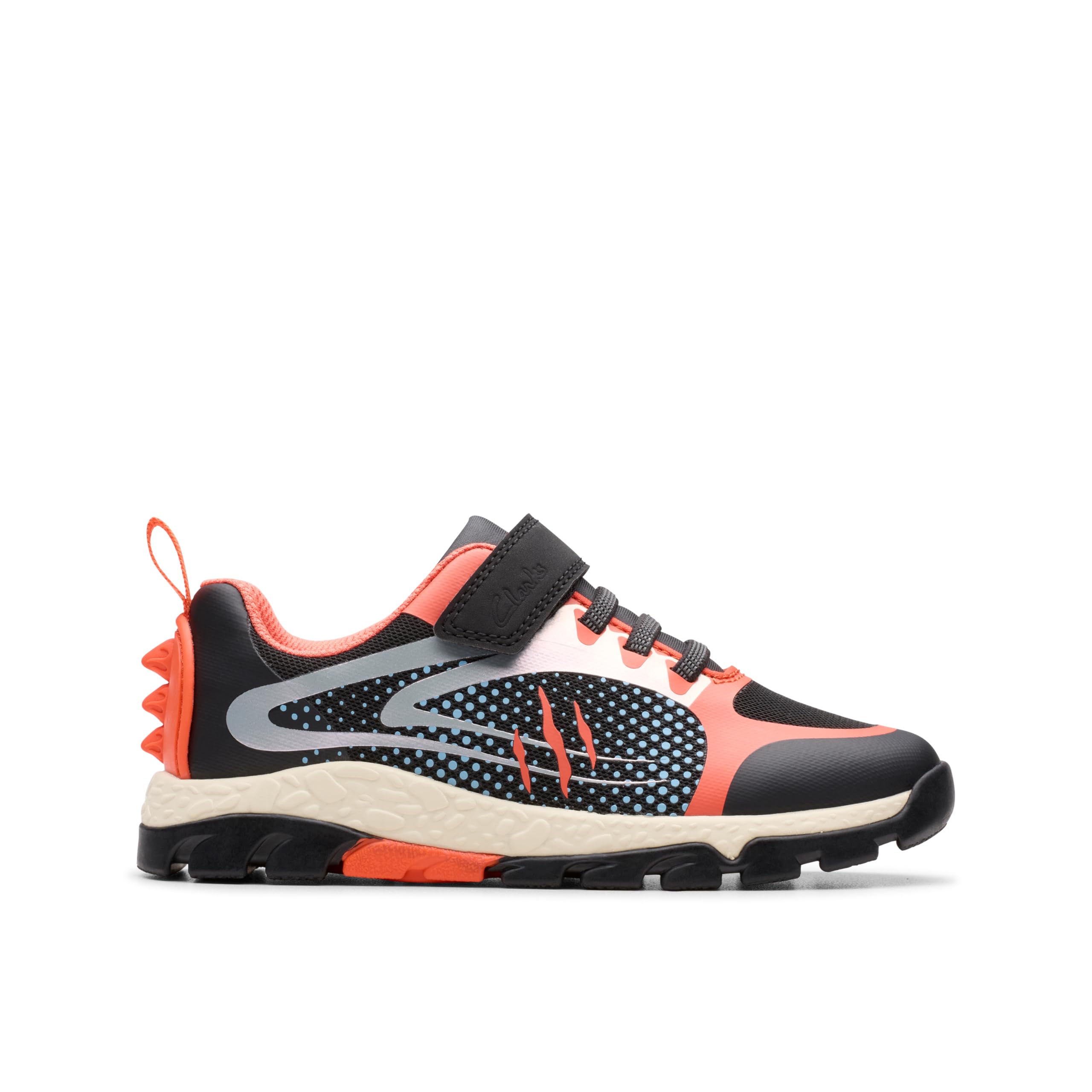 Clarks Boys Black/Orange Dinosaur Detail Casual Trainers Steggy2 Fly - Uk 9.5 Child - G