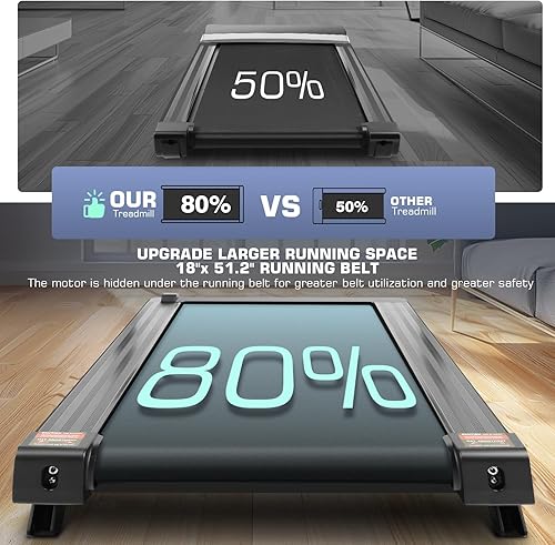 Miniatura 8 de ANCHEER Cinta de correr de 18 pulgadas de ancho para el hogar, capacidad de peso de 300 libras, 3.25 HP caminadora plegable con inclinación,