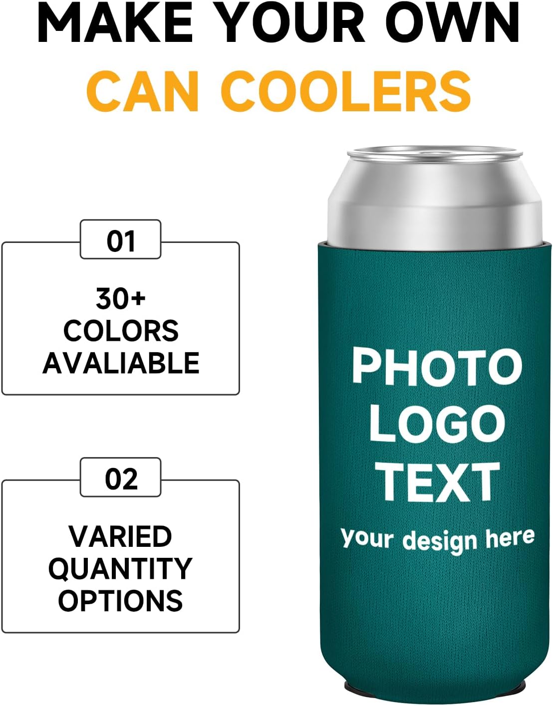 30 Pack Custom Can Cooler Sleeves Bulk Personalized 16 Oz Collapsible Insulated Drink Bottle Holder for Summer Beach Pool Birthday Decorations Bachelorette Party Favors