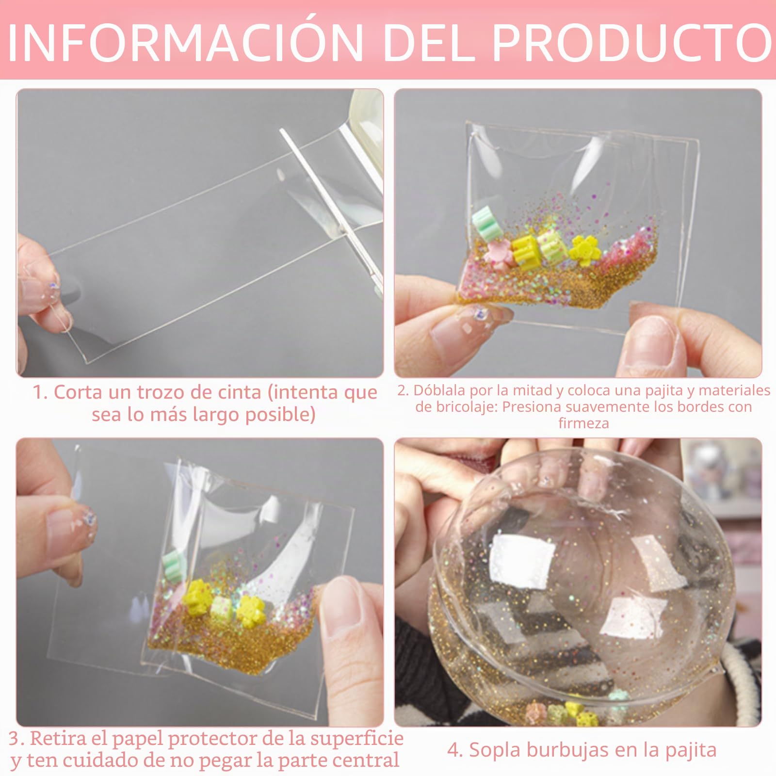 Set De 70 Cintas Nano De Burbujas Para Niños, Cinta Con Purpurina, Cinta Transparente Multiusos Para Pósters DIY, Manualidades Antiestrés Con Burbujas (C)