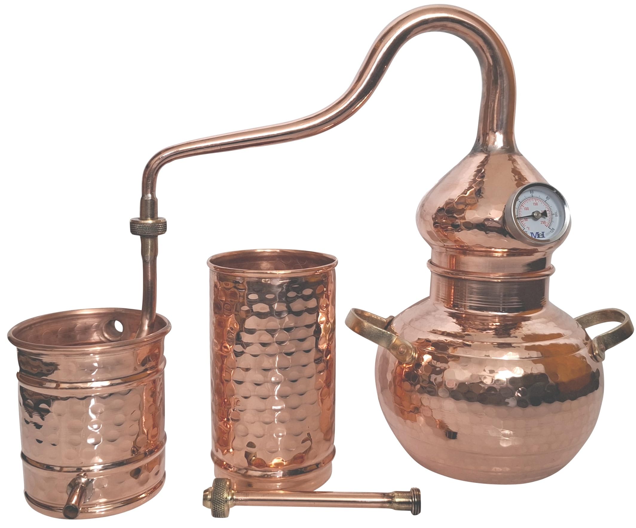 Kolonnenbrennerei aus Kupfer 2L mit Thermometer | Classic Edition | Destillieranlage für Hydrolate, Pflanzenwasser, destilliertes Wasser
