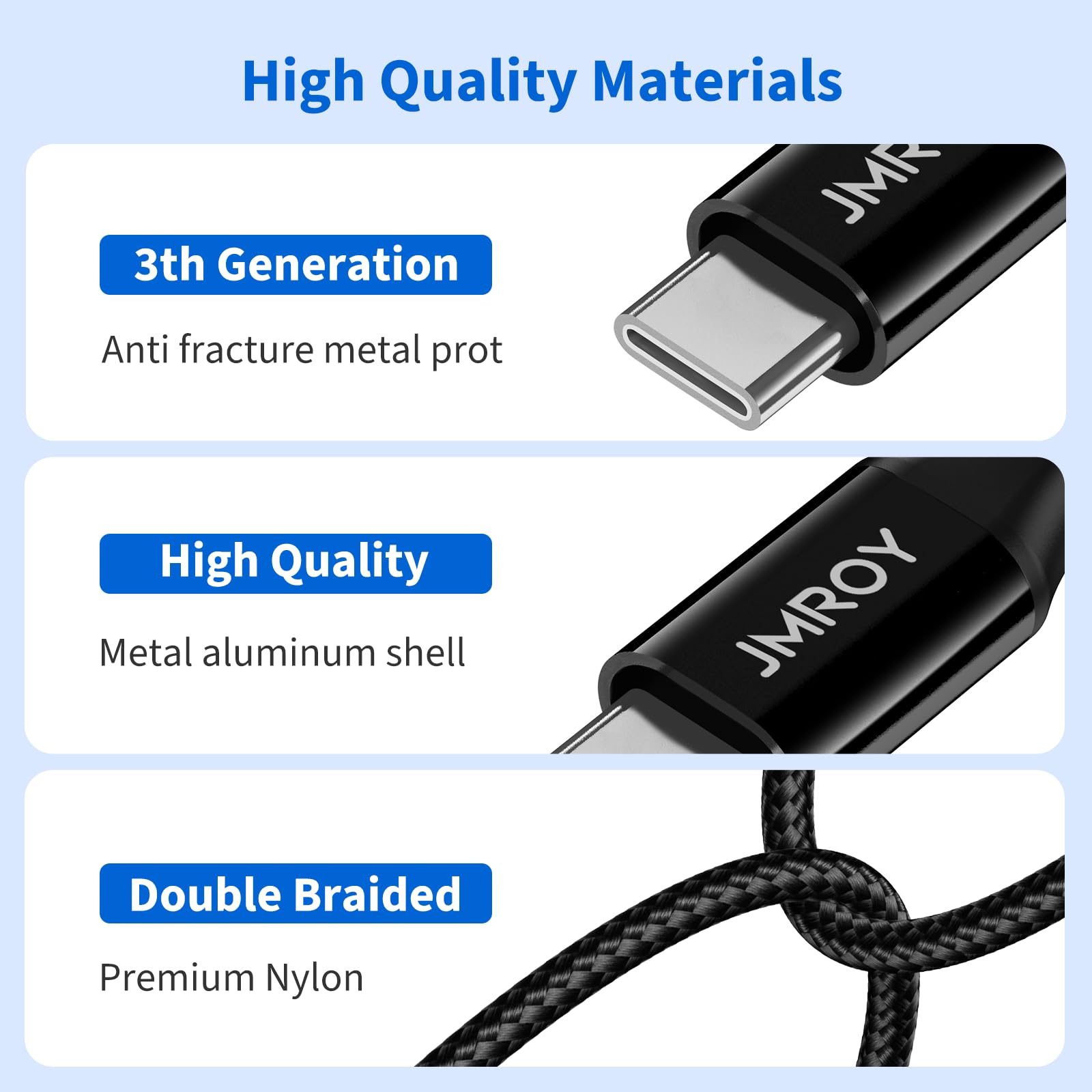 Cavo da USB a USB C, lungo 3 m, cavo di ricarica veloce USB tipo C intrecciato compatibile con Samsung Galaxy S20 Plus S21 S22 S23 S10 S9 S8, A20E A50 A51 A70 A71, PS5, Switch, Huawei P40, LG, Google