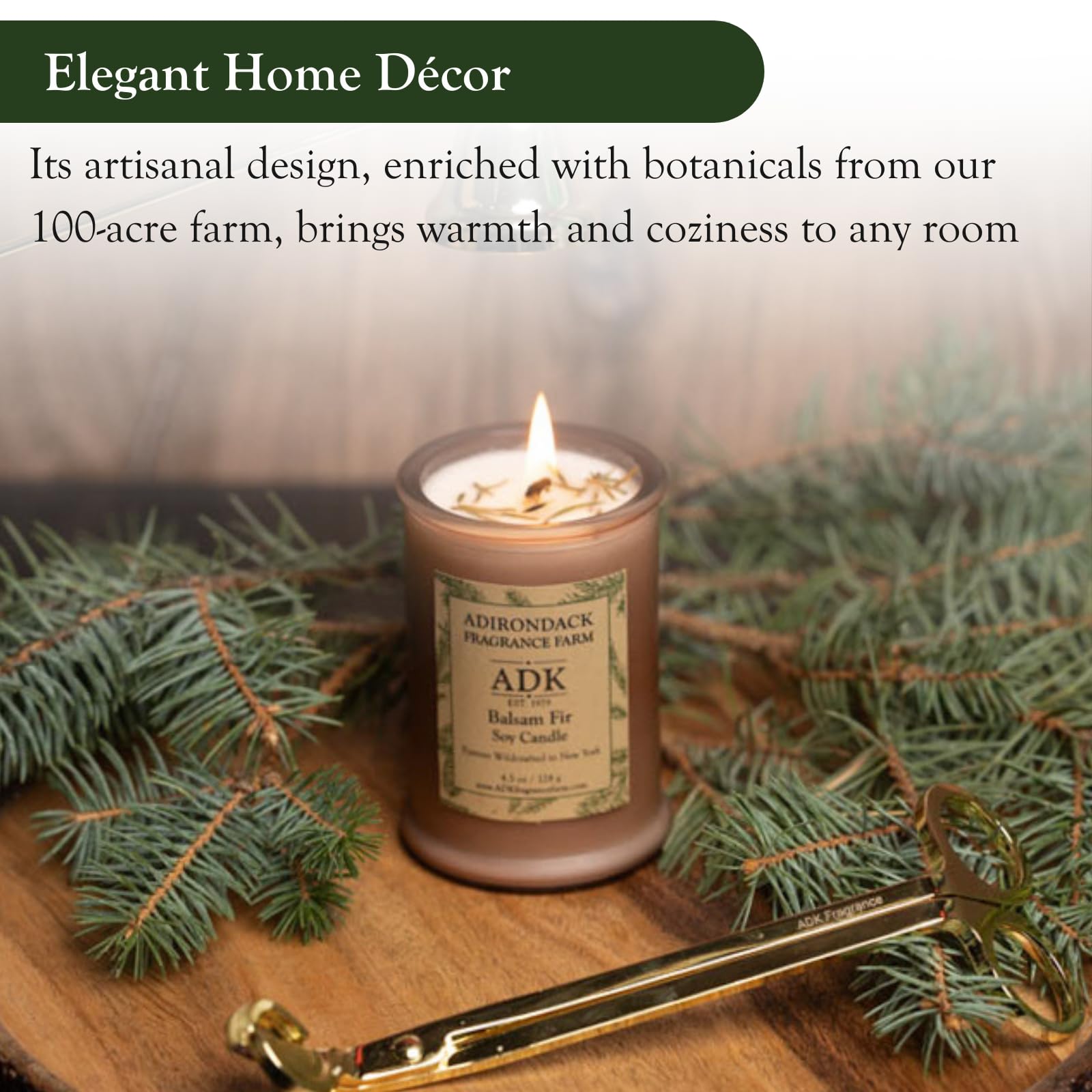 ADK Bougie parfumée baume et sapin – Bougie d'aromathérapie naturelle pour décoration d'intérieur et de cuisine, bougies relaxantes à base de plantes, parfaites pour offrir en cadeau