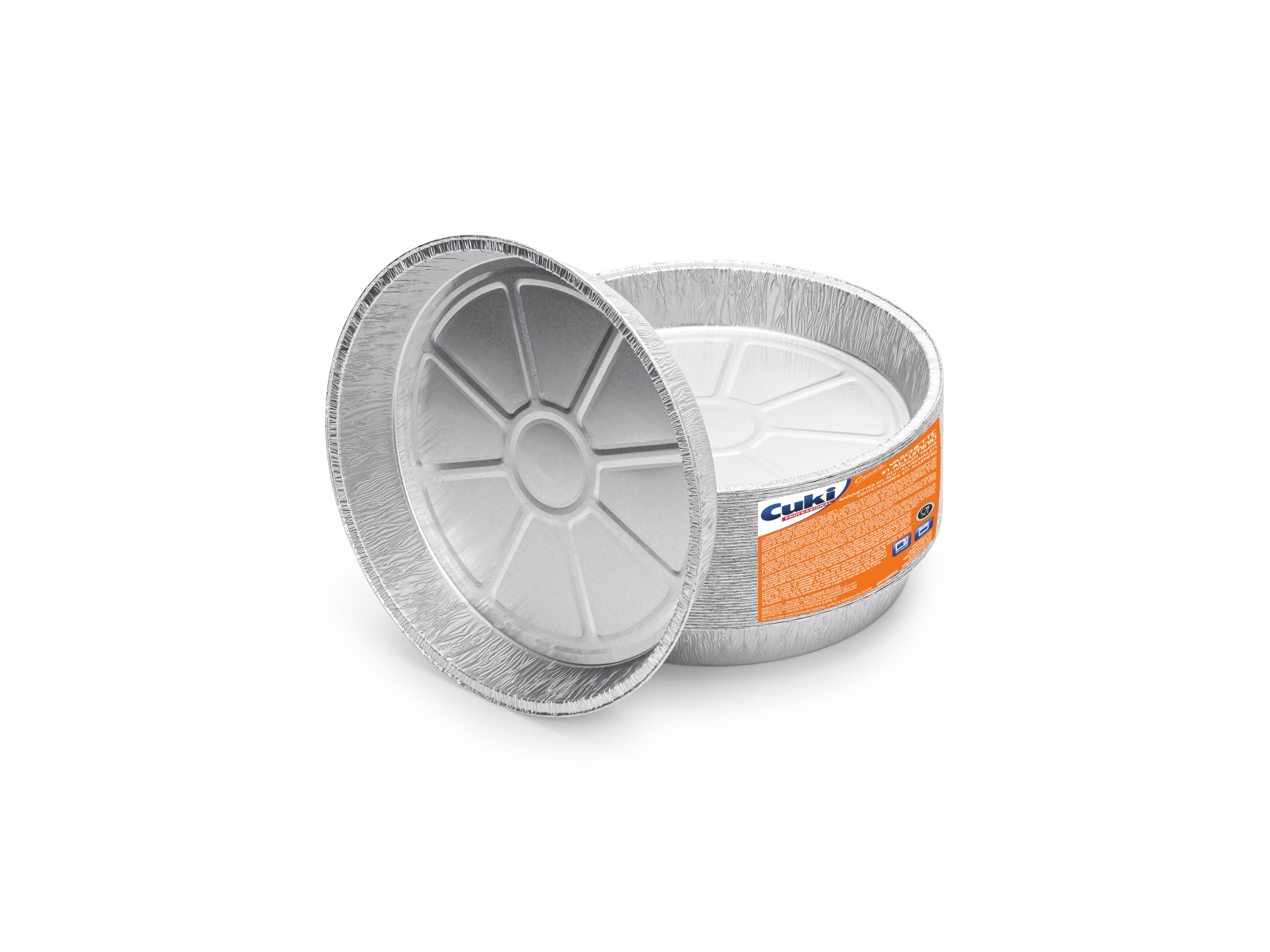 Cuki Professional - Bandejas redondas de aluminio para tartas y pizzas, 29 x 4 cm, 1 paquete de 50 unidades, bandejas desechables para horno, microondas, cocción, conservación