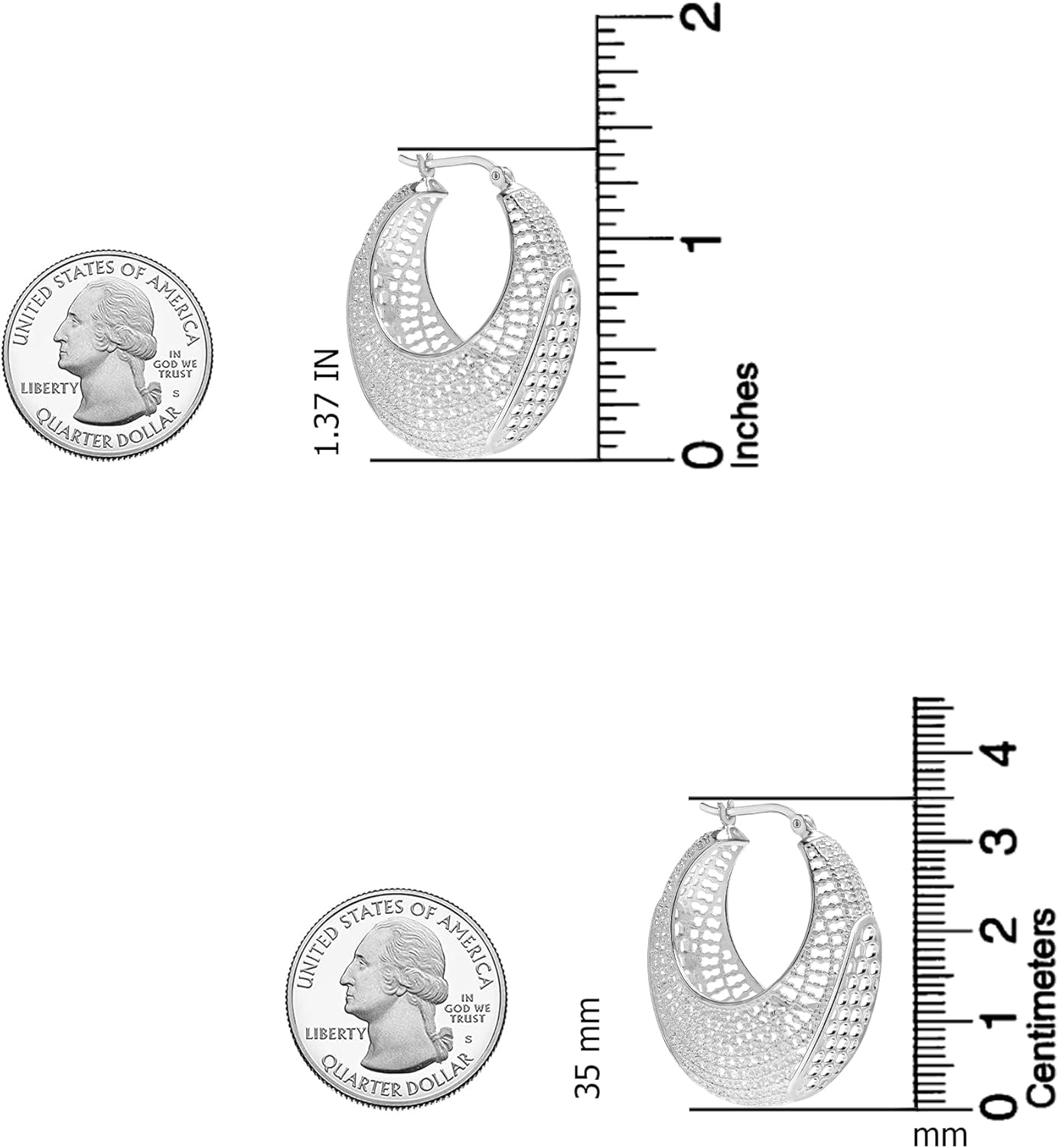 LeCalla 925 Sterling Silver Small Mesh Filigree Hoop Earrings | Lightweight Handmade Round Basket Weaven Earring Hoops | Hypoallergenic Filigree Basket Chunky Hoops Earring for Women - Image 6