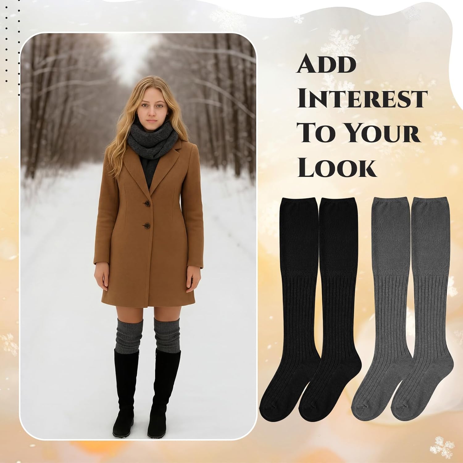 2 Pairs Over Knee High Boot Socks Cotton Extra Long Slouch Over Knee High Socks Long Boot Stocking for Women - Image 5