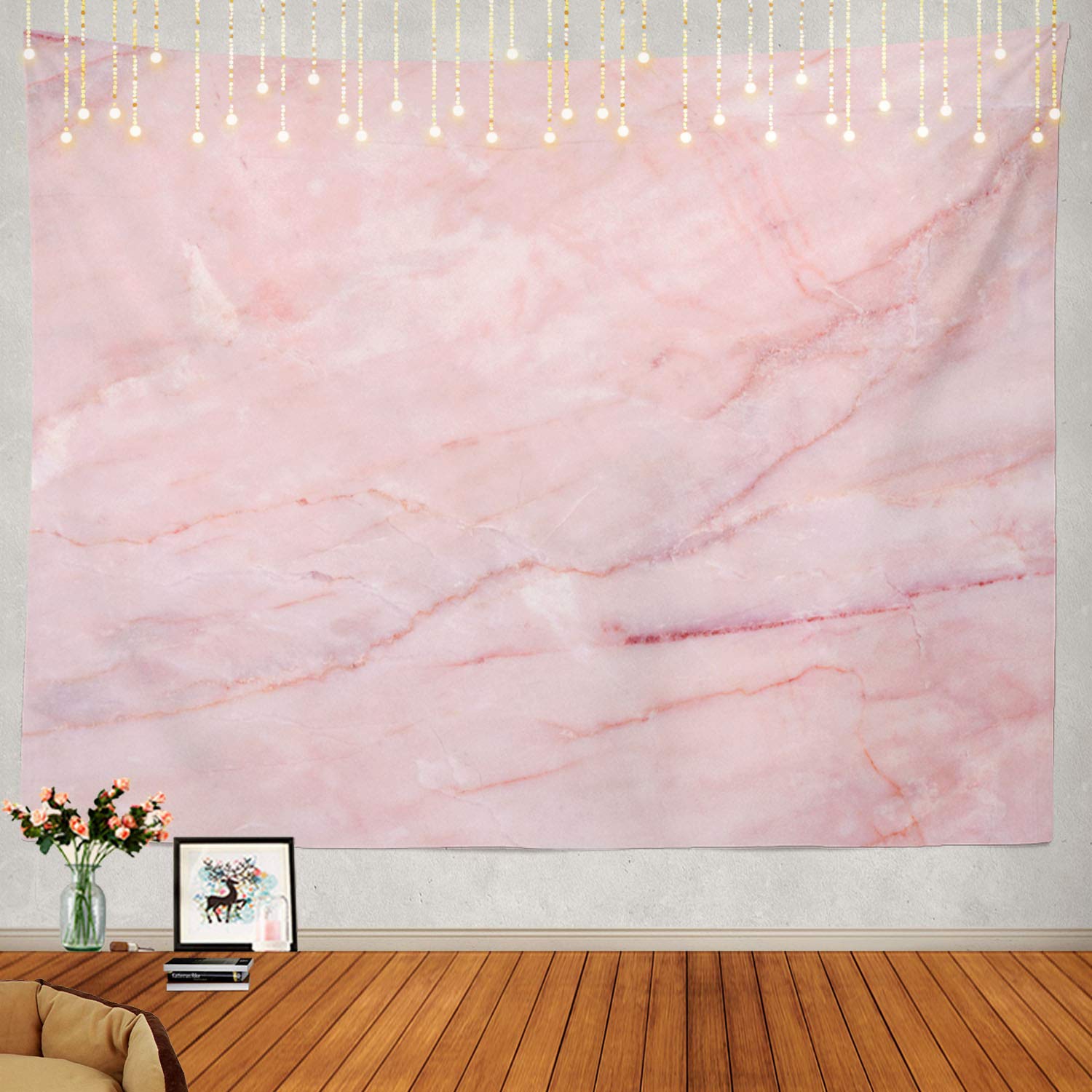 Shrahala Pink Marble Tapestry, Pink Brown and White Abstract Design Pattern Wall Hanging Large Tapestry Psychedelic Tapestry Decorations Bedroom Living Room Dorm(51.2 x 59.1 Inches, Pink 1)