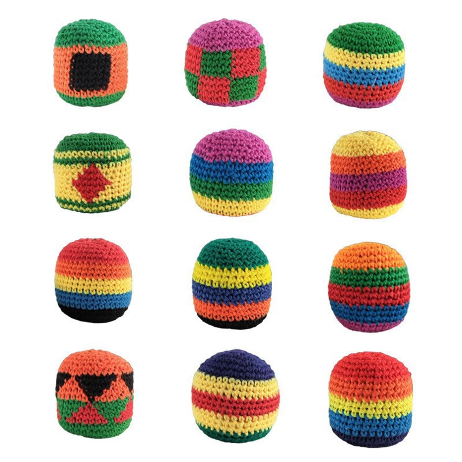 6/12/24PCS Knitted Hacky Sack Set, Hacky Sack Knitted Footbags, Crochet Kick Bags for Adults & Ks, Colorful Juggling Footbag for Outdoor Party Game, Handwoven Toss Pack — view 8
