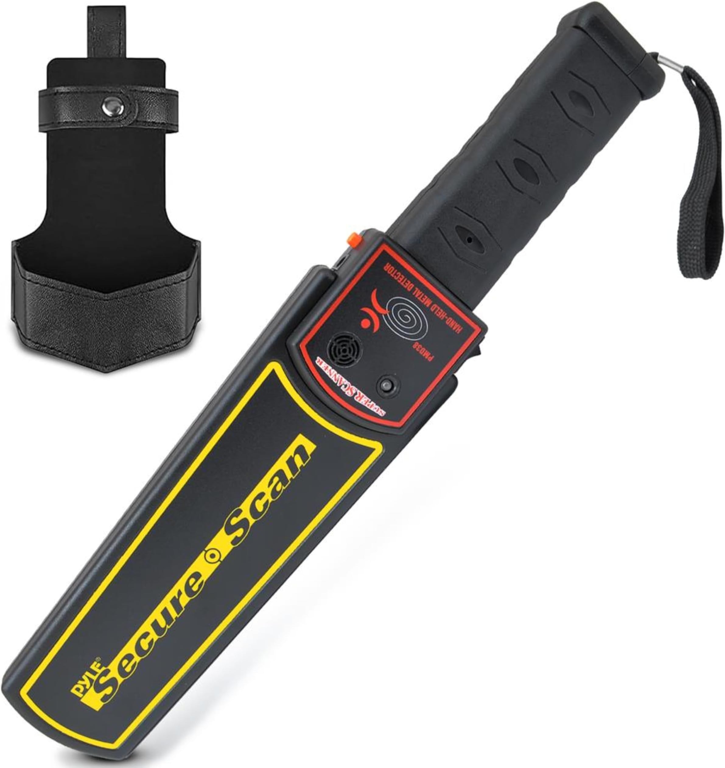 Pyle Handheld Metal Detector Wand with Holster โ Portable Security Wand Scanner, Adjustable Sensitivity, Sound & Vibration Alerts, Detects Weapons, Knives, Metal Objects for Security Guards & Events