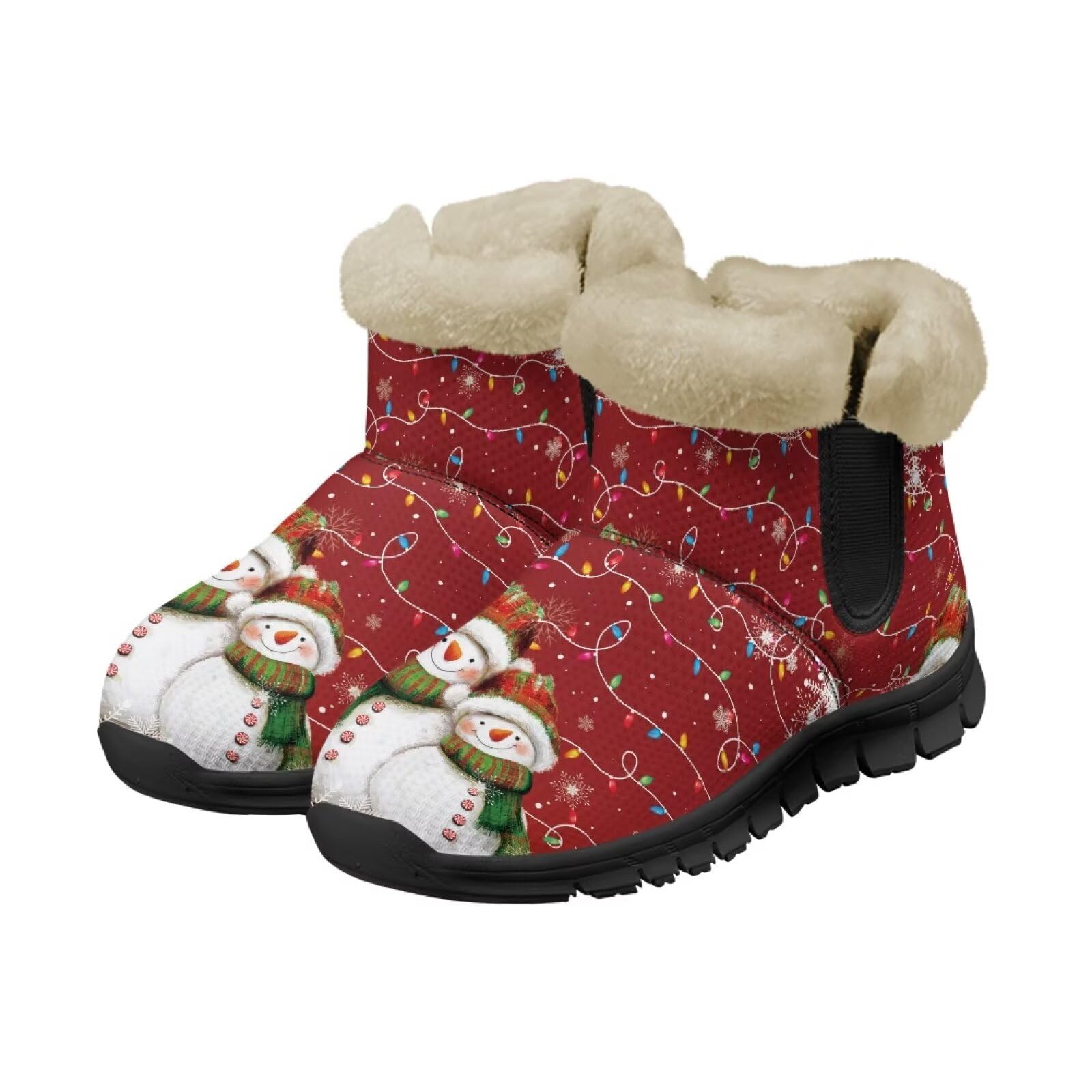 Women Mens Warm Fur Lined Winter Snow Boots Ankle Boots Outdoor Booties Comfortable Shoes